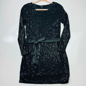 Express‎ Long Sleeve Sequin Mini Dress with Removable Satin Sash Size XS